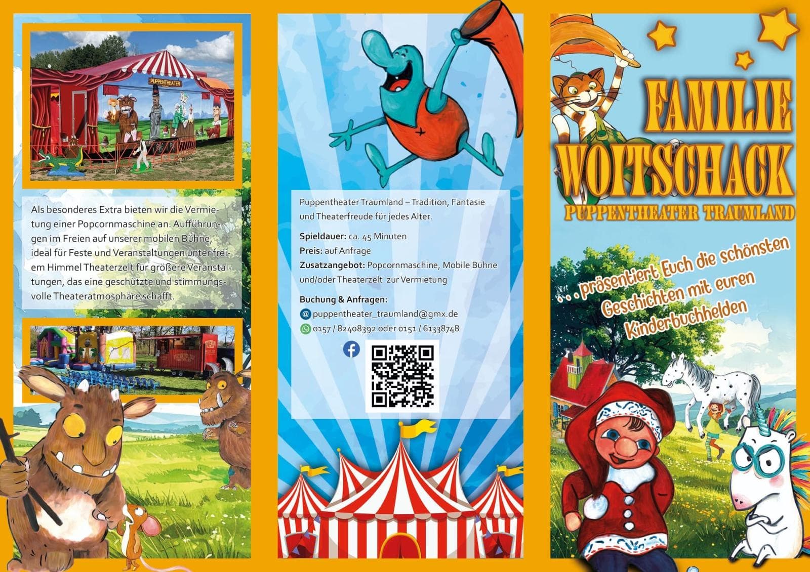Flyer der Familie Woitschack mit Programmübersicht